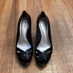 Patent Leather Black Peep Toes